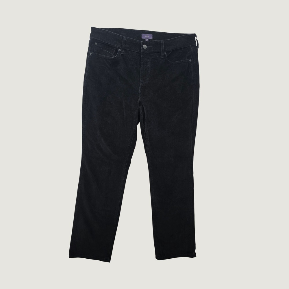 NYDJ Black Corduroy Straight Leg Pants Lift Tuck Technology Womens Size 12P